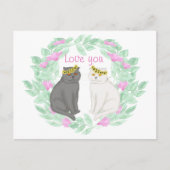 Carte Postale Un couple de chats qui aiment Vous aiment (Devant)