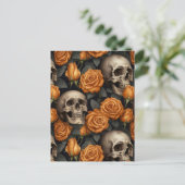 Carte Postale Un crâne et une série Rose 11 (Debout devant)