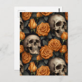 Carte Postale Un crâne et une série Rose 11 (Devant / Derrière)