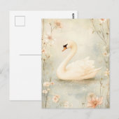 Carte Postale Un cygne géant avec des fleurs Illustration (Devant / Derrière)