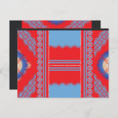 Carte Postale un design d'un motif rouge et bleu (Devant / Derrière)