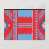 Carte Postale un design d'un motif rouge et bleu (Devant)
