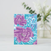 Carte Postale Un design textile dynamique avec violet et turq (Debout devant)