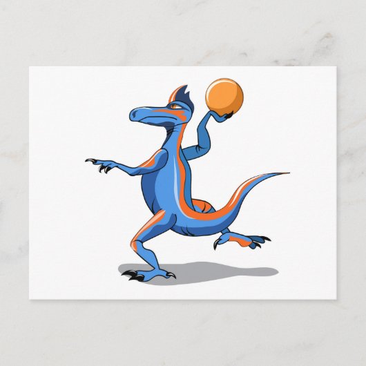 Carte Postale Un Dessin Iguanodon Jouant Au Basket-Ball. (Devant)