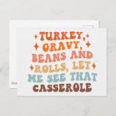 Carte Postale Un dîner de Thanksgiving rétro (Devant / Derrière)