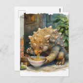 Carte Postale Un Dino Manger Ramen (Devant / Derrière)