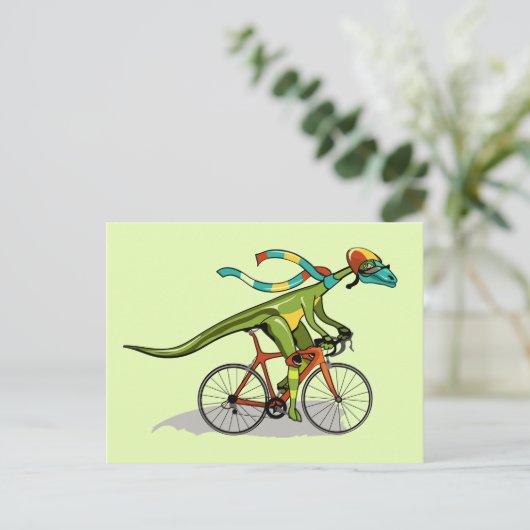 Carte Postale Un dinosaure Anabisetia à bicyclette. (Debout devant)