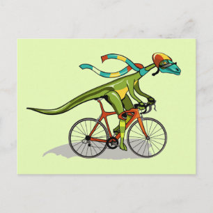 Carte Postale Un dinosaure Anabisetia à bicyclette.