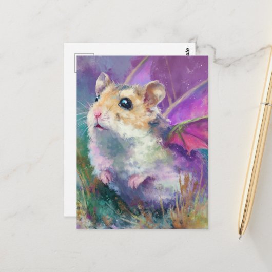 Carte Postale Un dragon de Hamster (Devant/Arrière en situation)