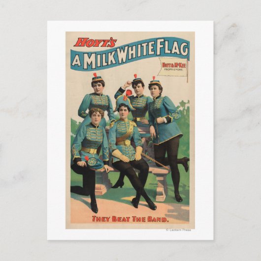 Carte Postale "Un drapeau blanc au lait" Marching Band féminin (Devant)