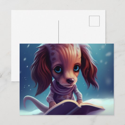 Carte Postale Un drôle de chien qui lie. (Devant / Derrière)