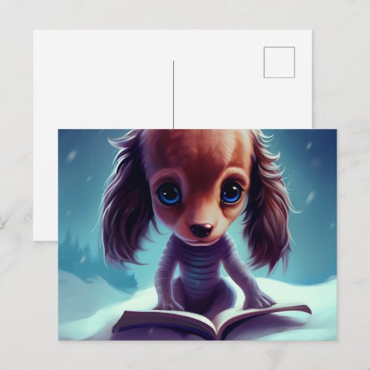 Carte Postale Un drôle de chien qui lie. (Devant / Derrière)