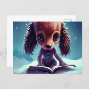 Carte Postale Un drôle de chien qui lie.