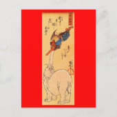 Carte Postale Un éléphant attrape un Tengu volant. Vers 1800 (Devant)
