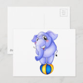 Carte Postale Un éléphant au-dessus du ballon rebondissant (Devant / Derrière)