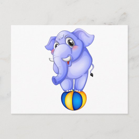 Carte Postale Un éléphant au-dessus du ballon rebondissant (Devant)