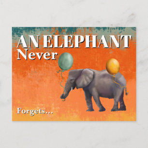 Carte postale Un éléphant n'oublie jamais