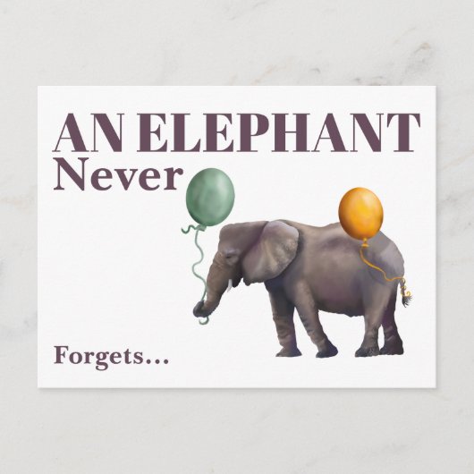 Carte postale Un éléphant n'oublie jamais (Devant)