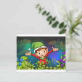 Carte Postale Un elfe dans le jardin (Debout devant)