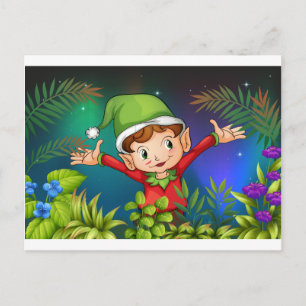 Carte Postale Un elfe dans le jardin