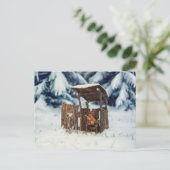 Carte Postale Un elfe de maïs assis aux toilettes en hiver (Debout devant)