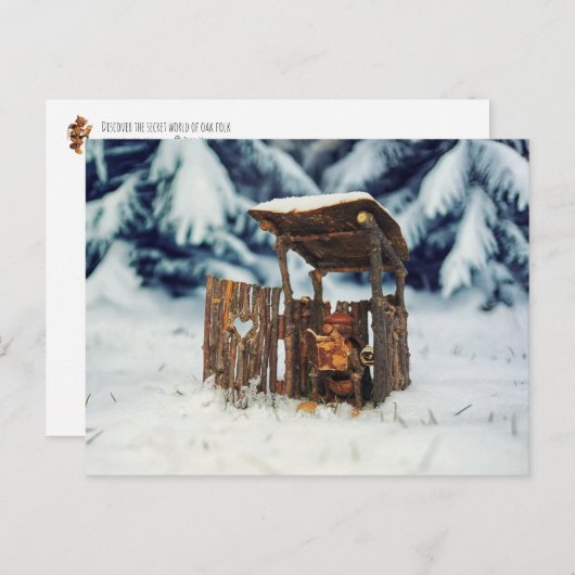 Carte Postale Un elfe de maïs assis aux toilettes en hiver (Devant / Derrière)