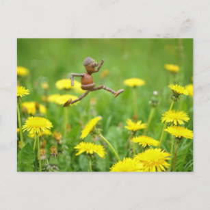 Carte Postale Un elfe d'maïs sautant sur des pissenlits sur la p