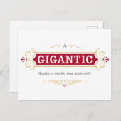 Carte Postale Un énorme merci à vous pour votre générosité (Devant / Derrière)