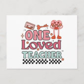 Carte Postale Un enseignant adoré Rétro Saint Valentin (Devant)