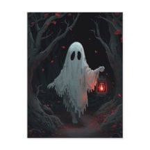 Un fantôme blanc tenant une lanterne rouge dans un