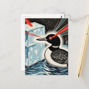 Carte Postale Un fou Minnesota Loon faisant fondre des glaçons a