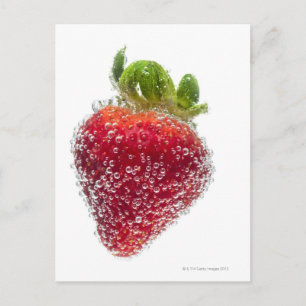 Carte Postale Un fraise biologique mûre et juteux submergé