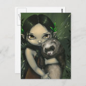 Carte postale "Un furet et sa fée" (Devant / Derrière)
