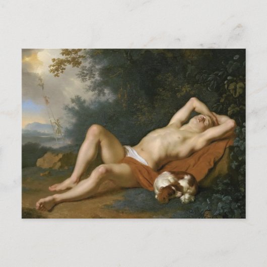 Carte Postale Un garçon et son chien (Devant)