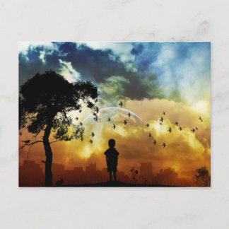 Carte Postale Un garçon et son univers