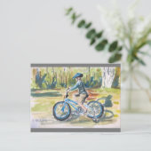 Carte Postale Un garçon et son vélo (Debout devant)
