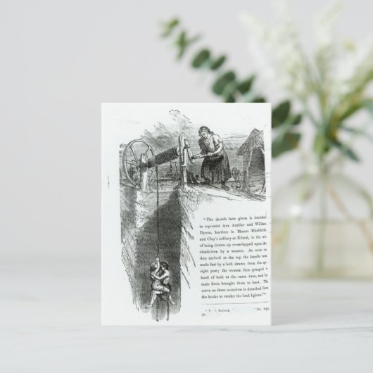 Carte Postale Un garçon et une fille en train d'être enlevé dans (Debout devant)