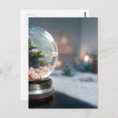 Carte Postale Un globe à neige avec un sapin de Noël (Devant / Derrière)