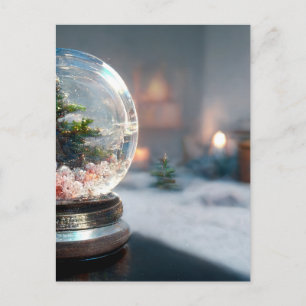Carte Postale Un globe de neige avec sapin de Noël