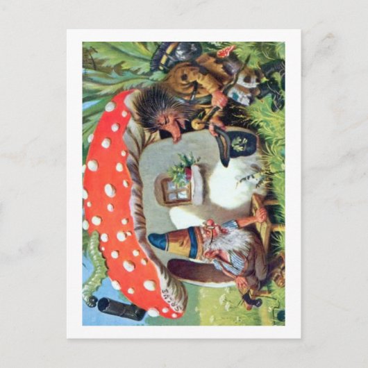 Carte Postale Un Gnome vivant dans un chalet de champignons (Devant)