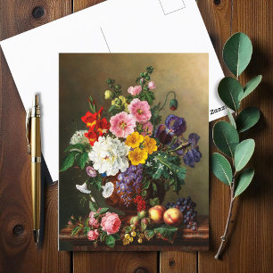 Carte Postale Un grand bouquet de fleurs avec des pêches et des 