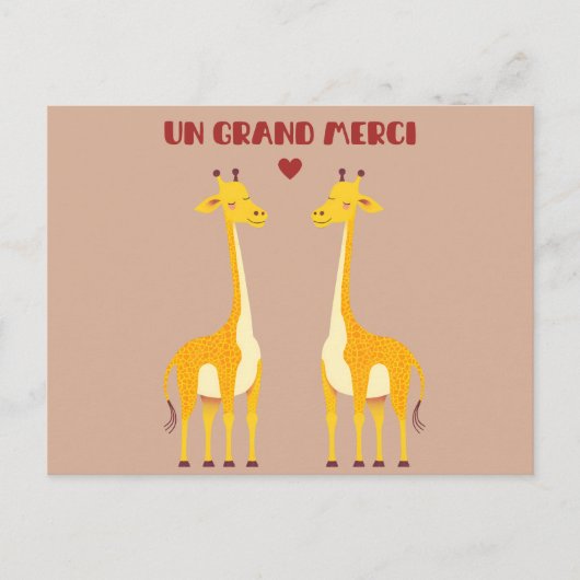 Carte Postale Un grand merci - giraffe (Devant)