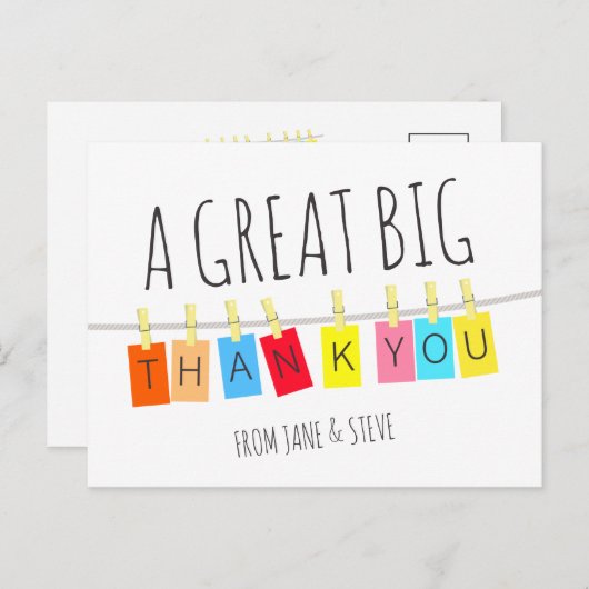 Carte Postale Un grand merci, guirlande lumineuse adorable – (Devant / Derrière)