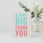Carte Postale Un grand merci | Moderne Corail Turquoise Mignon (Debout devant)