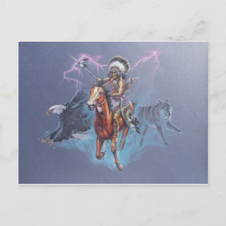 Carte Postale Un guerrier indien en bataille