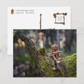 Carte Postale Un guitariste elfe céleste dans la forêt. (Devant / Derrière)