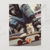 Carte Postale Un hamster de skateboard dans la ville Retro Punk (Devant)