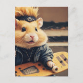 Carte Postale Un hamster punk rétro mignon en skateboard  (Devant)