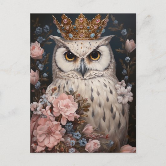 Carte Postale Un hibou avec une couronne (Devant)
