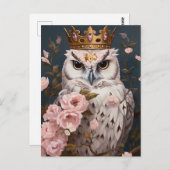 Carte Postale Un hibou avec une couronne (Devant / Derrière)